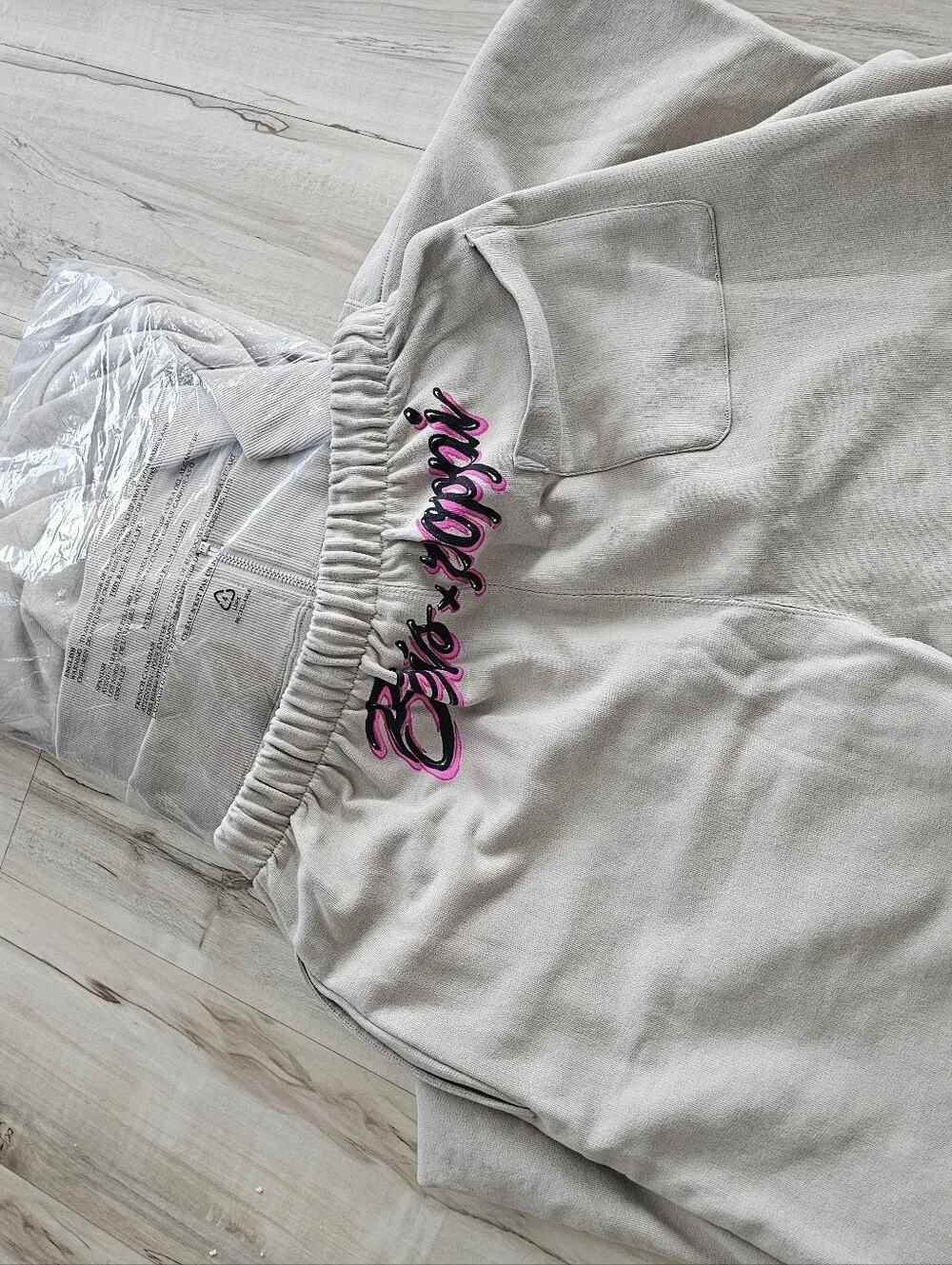 BEIS X POPPI Taupe Lounge Set with Vibrant Multicolor Heart Logo